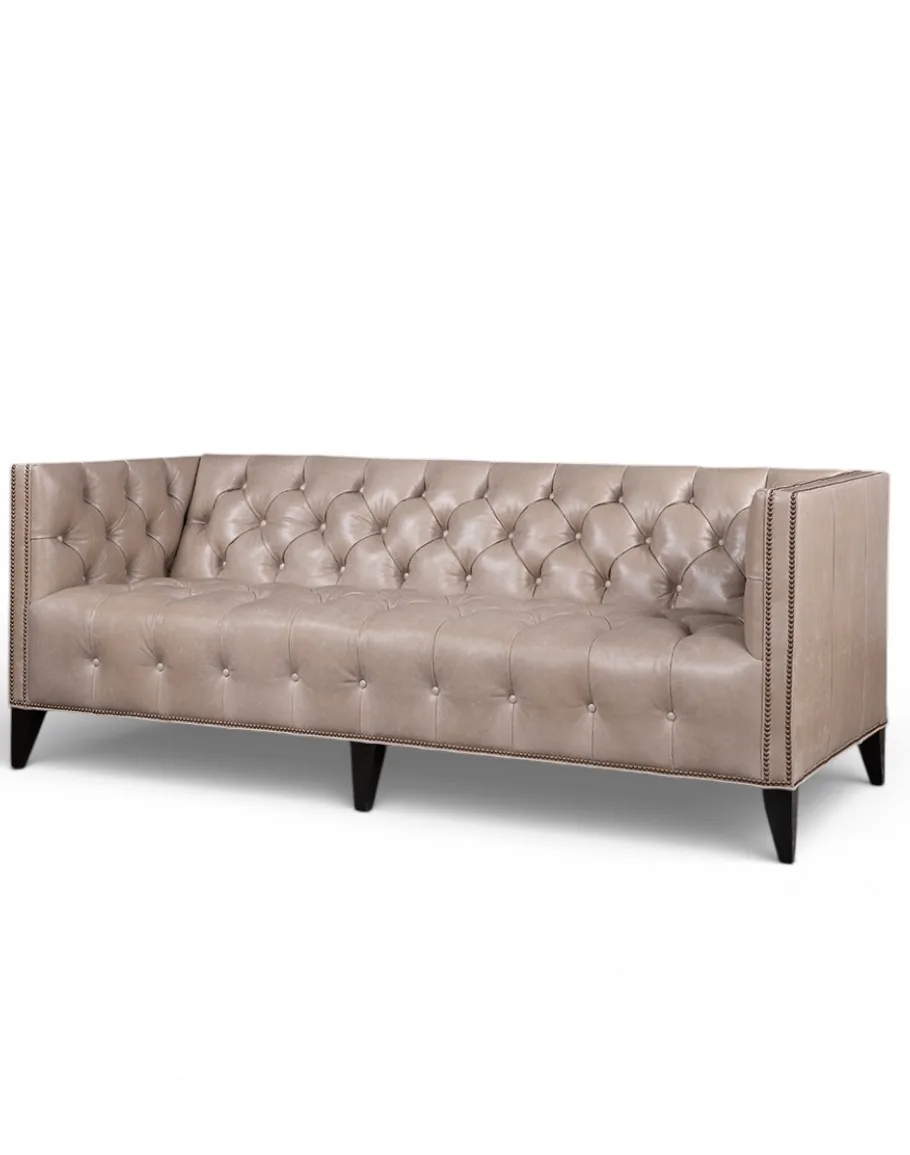 Kingston Ivory Chesterfield Leather Sofa